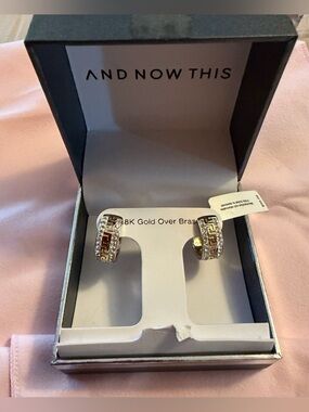 And Now This NWT Gold Crystal Huggie Earrings - Gold